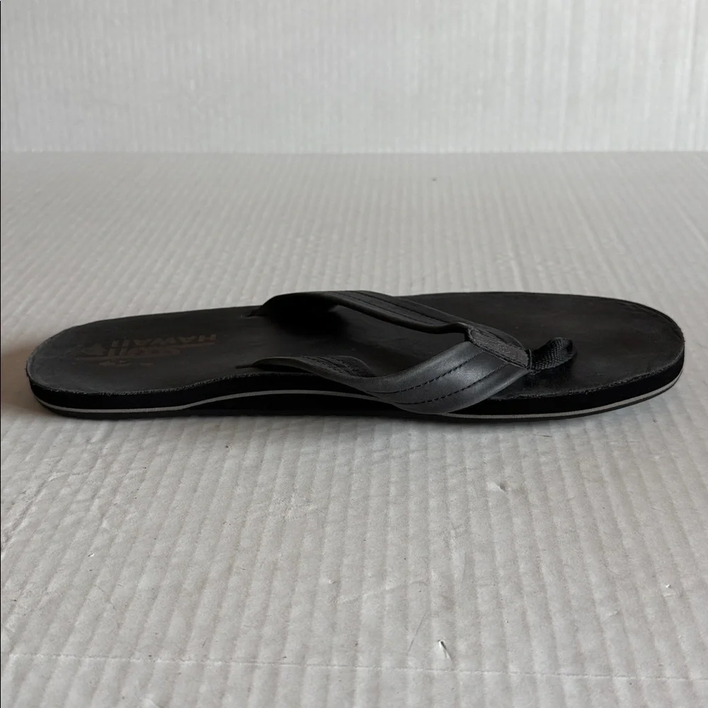 Scott Hawaii Black Leather Flip Flop Sandals